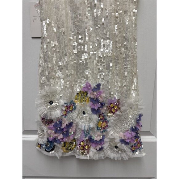 Mac Duggal Size 2 White 3D Floral 93628 Sequin Embellished Mini Cocktail Dress - Picture 8 of 13